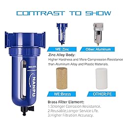 NANPU 1/4" NPT Compressed Air Filter, Zinc Alloy, 5
