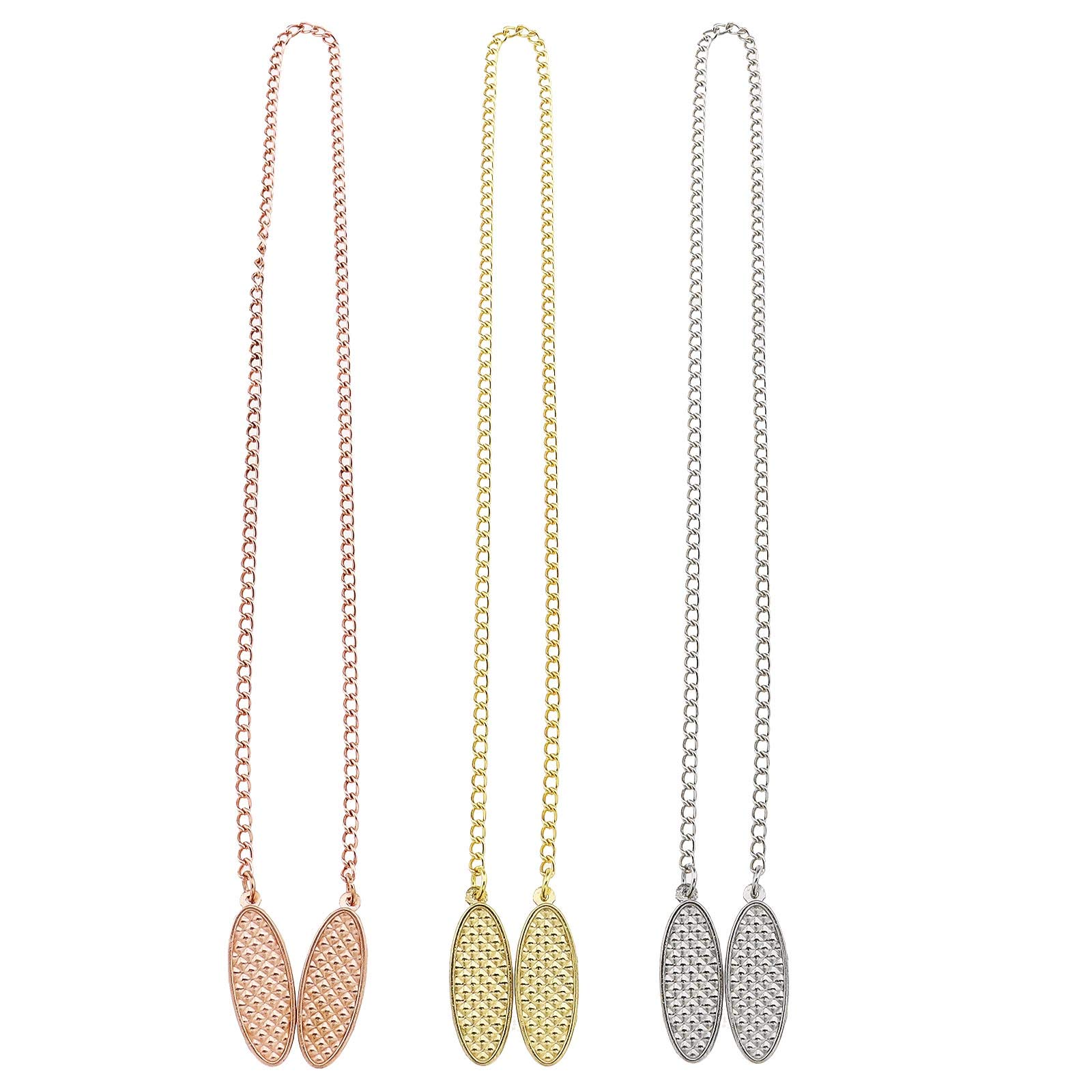 EMSea 3Pcs Serviette Bib Chain Napkin Clips Set 3-Color 19 Inch Classic Metal Lanyard Neck Strap for Restaurant Painting Picnic BBQ Dental Surgery