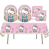41 pcs Pink Cat Party Decoration Hello Cat Pink Kite Including 1pc Tablecover 20 pcs 7 inches Plates and 20 pcs 6.5 inches Napkins Cat Theme Birthday Party Decoration Favor Sets (41pcs pink)