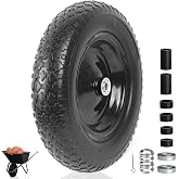 AR-PRO 4.80/4.00-8 Flat Free Wheelbarrow Tire, 14.5" Tire and Wheel | 3" Centered Hub Expands to 7", 5/8" Bearings, 3/4" Adapters, 14.5" x 3.2" Solid PU Wheel, 400 lb Dynamic Load