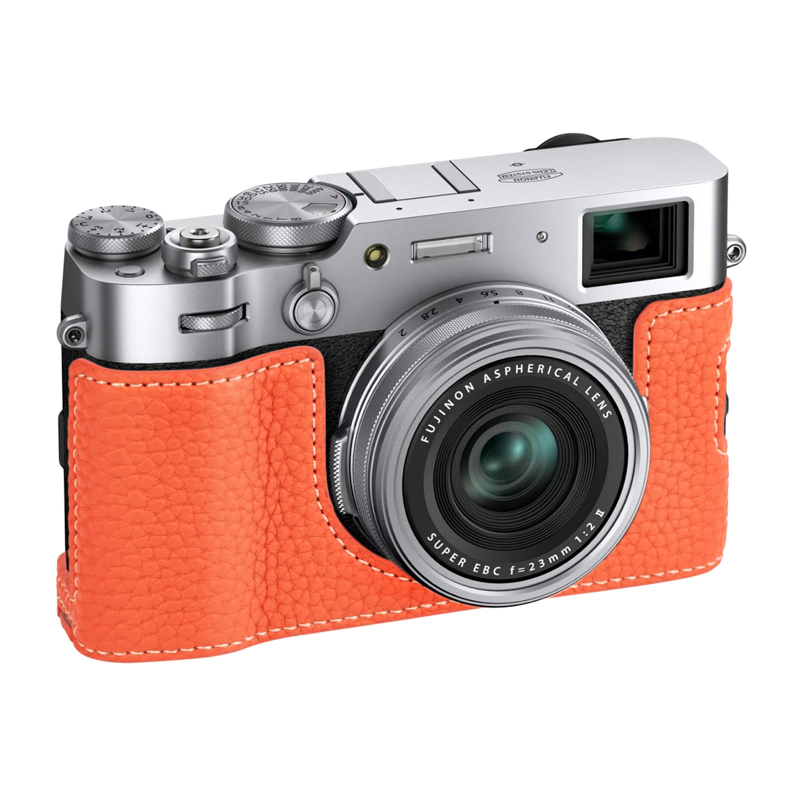 VOVMOEYA X100VI Case,PU Leather Camera Half Case Compatible with Fujifilm X100VI Digital Camera - Orange
