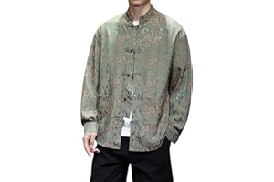 WQHANFU Mens Chinese Traditional Shirt and Tang Suit Men with Silk Embroidery Kung Fu Shirt Men Shirts Casual