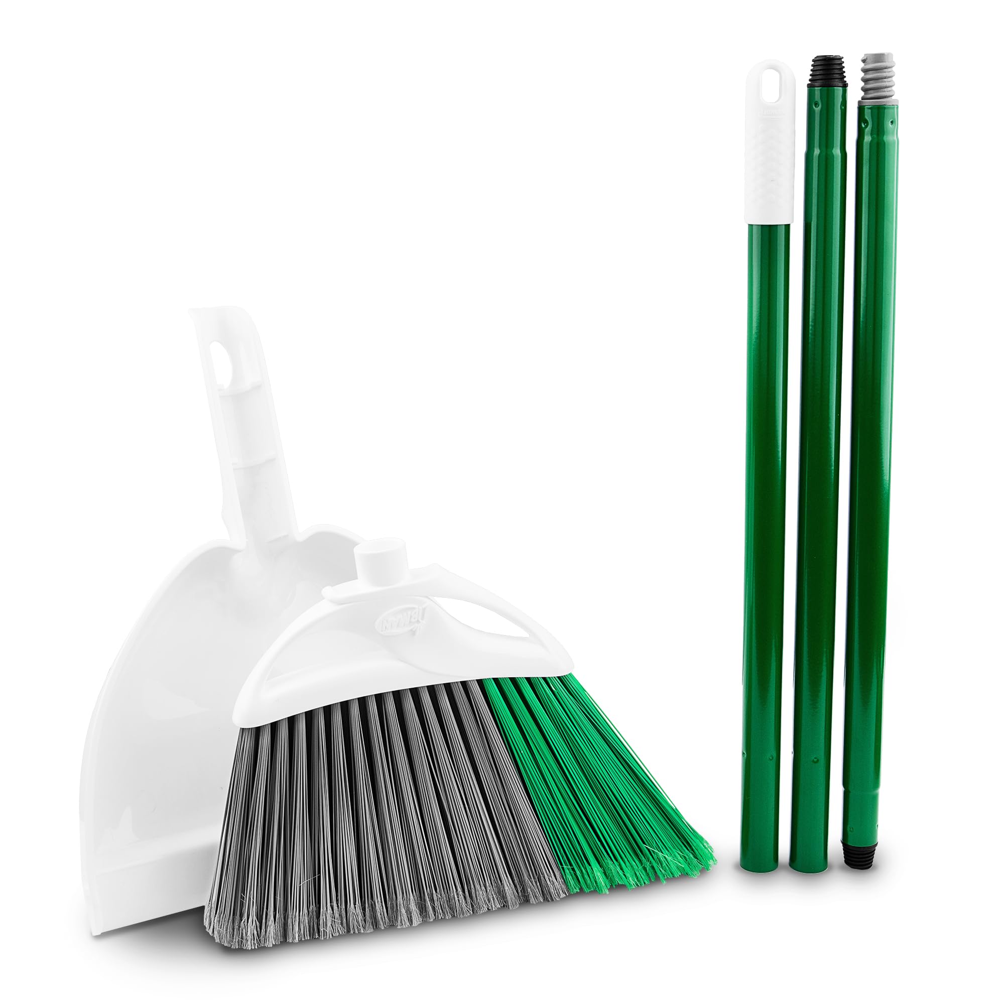 Libman Precision Angle Broom with Dustpan Combo Set for Sweeping Indoor and Outdoor Floors, Pet, Dog Hair Broom, 49” Long Handle, 11