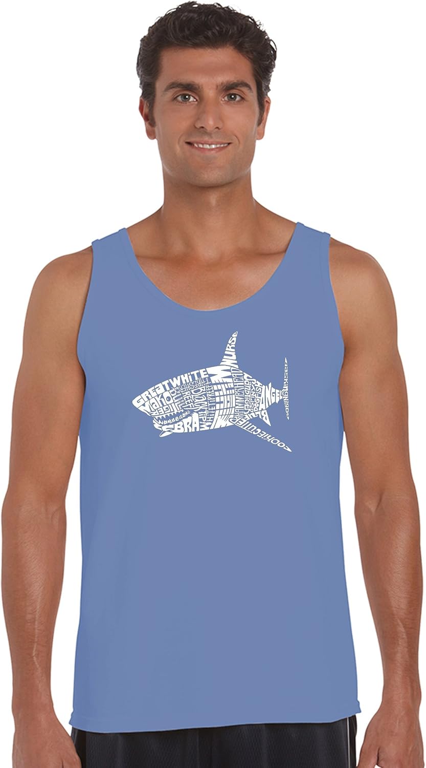 Men's Word Art Tank Top - Species of Shark- LA Pop Art
