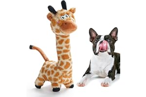 Nocciola Twistable Giraffe Pup Dog Toy, Interactive Stuffed Plush Crinkle Puppy Supplies for Small Medium Breeds to Keep Them Busy
