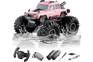 Amphibious Remote Control Car, Waterproof 360°Rotate 4WD RC Monster Trucks,2.4GHz All Terrain Off-Road Pickup Toy,RC Car Pool