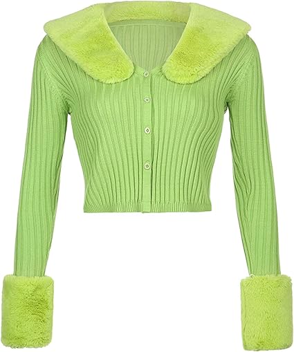 fluffy green cardigan