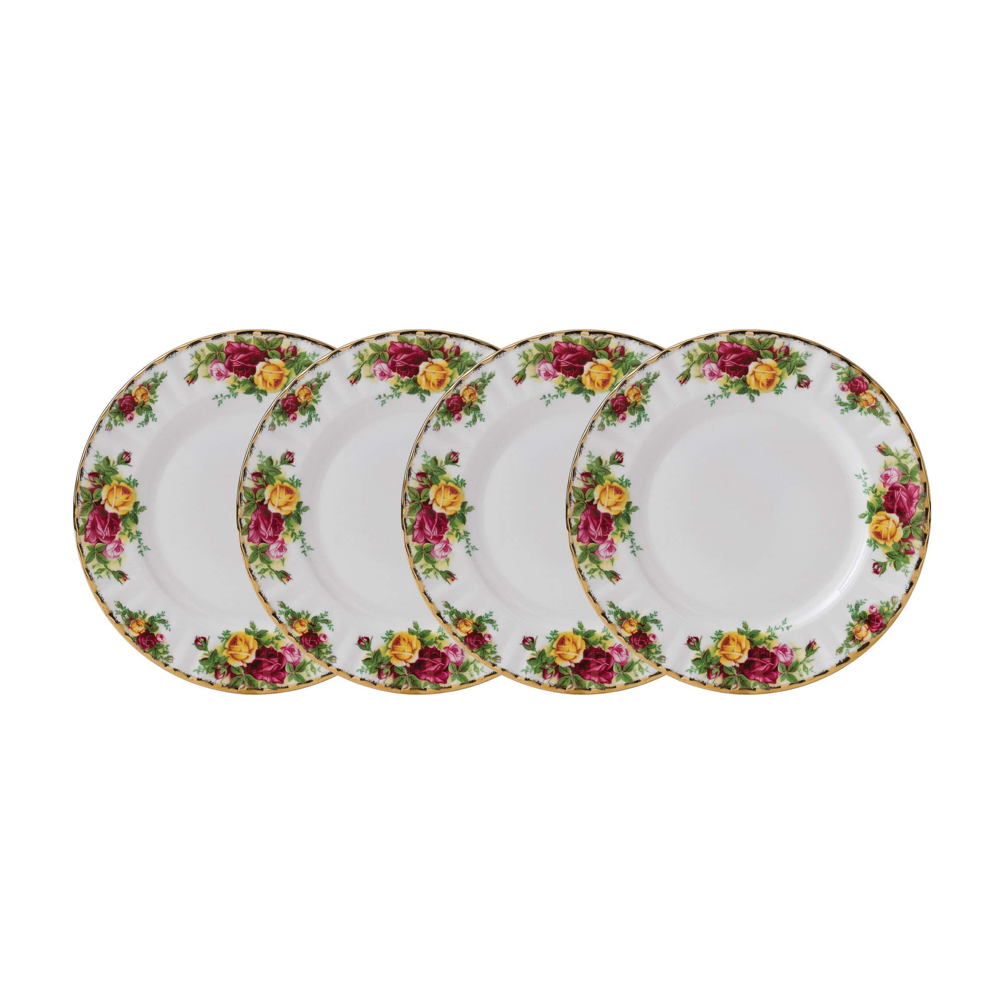 Royal Albert Old Country Roses 40034980 Plates 20cm Set of 4 White, Fine Bone China
