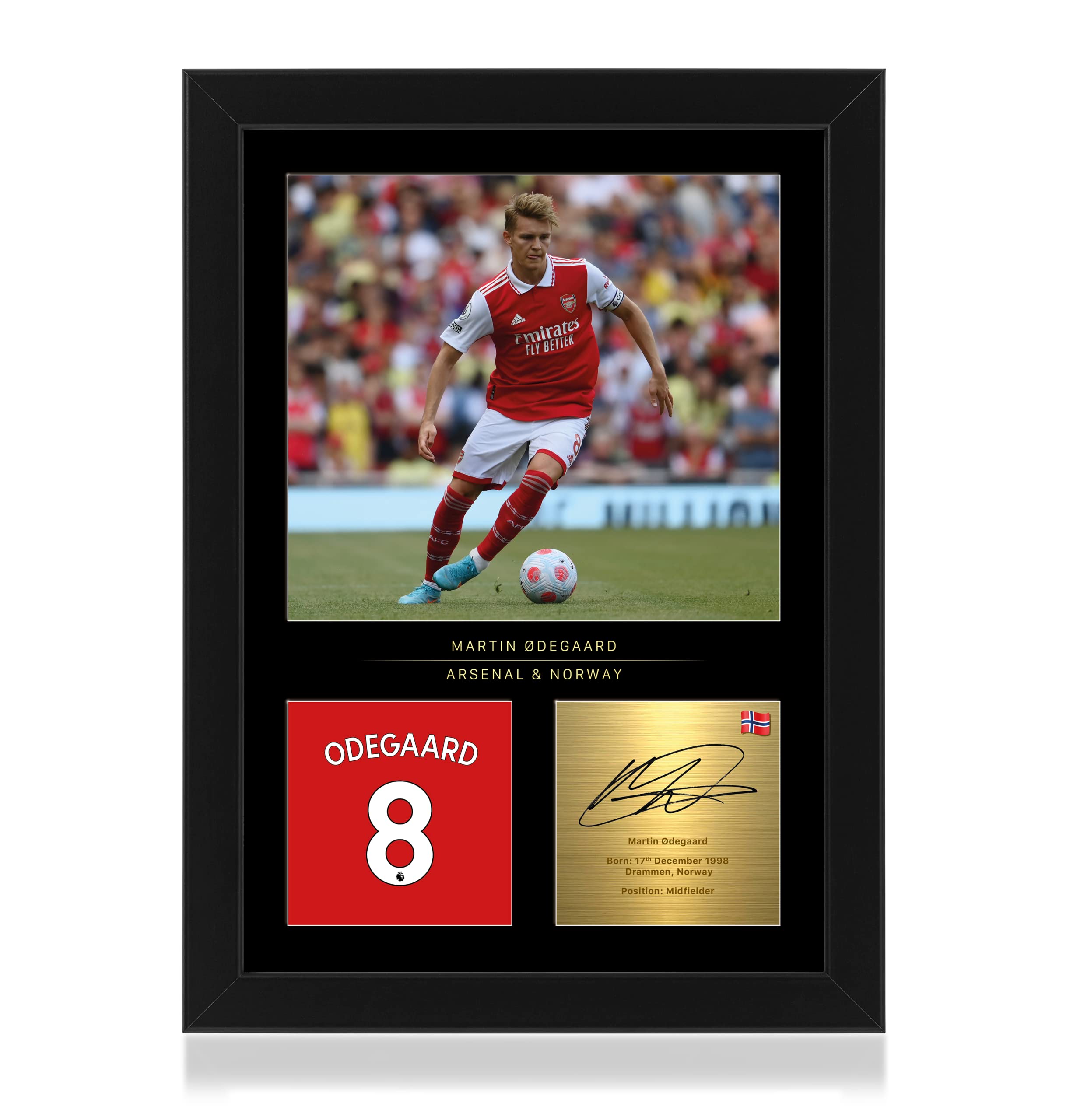 Martin Ødegaard Signed A4 Framed Photo Display - Reproduced Digital Signature - Gift For Arsenal FC Fans