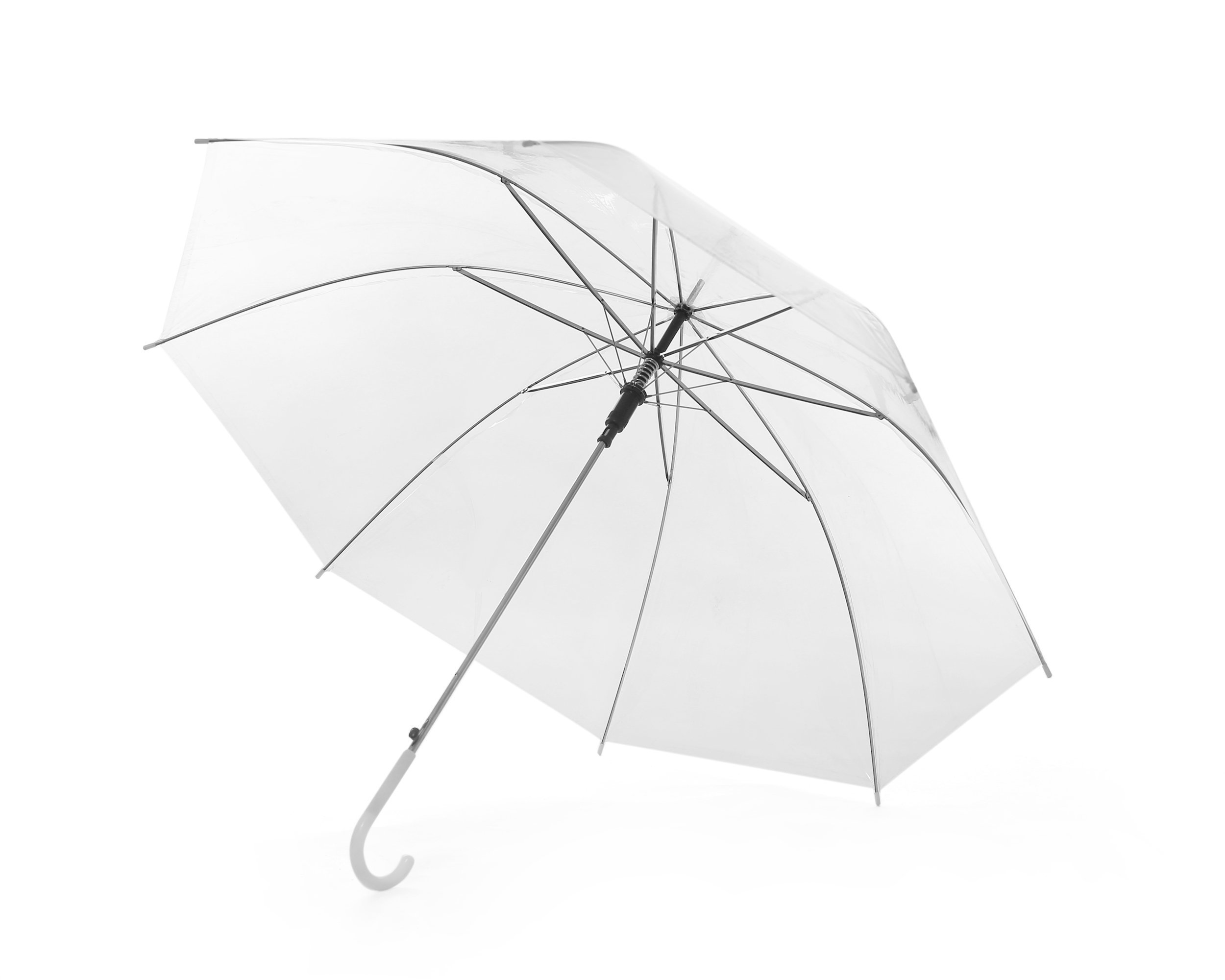eBuyGB Automatic Opening Plastic Crook Curved Handle Wedding Umbrella Coloured Rainproof for Men, Women, Kids, Unisex, Bridal Brolly - White 41.5 Inch / 105cm Span 82cm Length