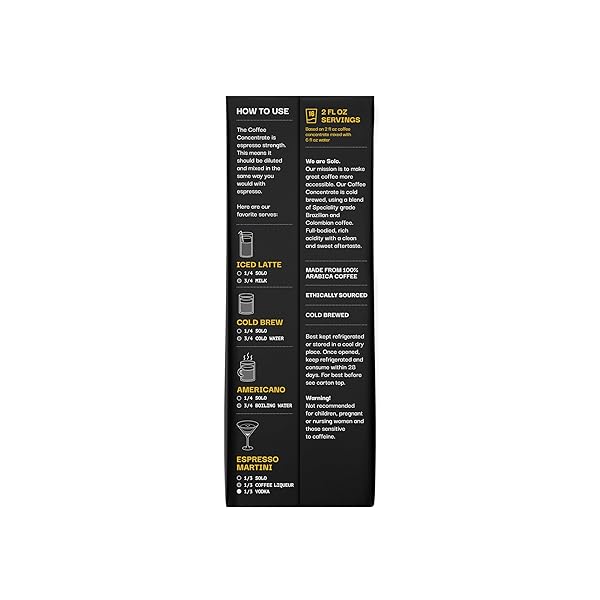 SOLO COLD BREW COFFEE CONCENTRATE – COLOMBIAN & BRAZILIAN ARABICA BLEND – READY-TO-DRINK ESPRESSO BASE FOR ICED COFFEE, LATTES, AND COCKTAILS – 20 SERVINGS PER CARTON – 32 FL OZ SHELF-STABLE CARTON