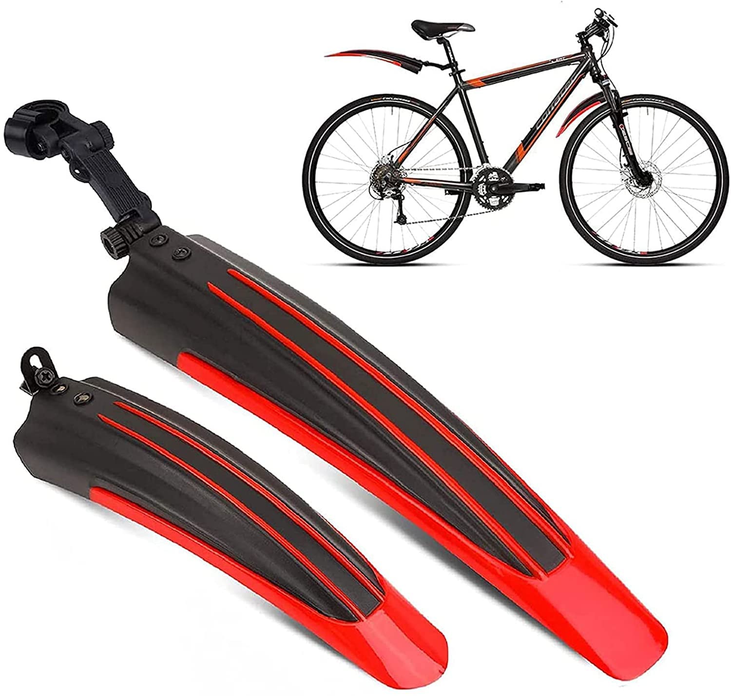 Bike Mudguard Set Bicycle Fender Mountain Front & Rear Mud Guard Universal Mudguard Bike Cycling Tires Fenders Full Cover Thicken Widen Adjustable Bike Mudflap fit for 20/22/24/26 inch MTB Road Bike