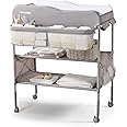 Sweeby Portable Baby Changing Table, Foldable Changing Table Dresser Changing Station for Infant, Waterproof Diaper Changing Table Pad Topper, Mobile Nursery Organizer for Newborn Essentials (Grey)