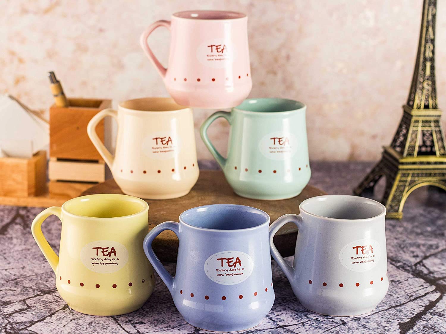 Buy MiRiM Ceramic Wide Base Tea/Coffee/Milk Cup Set (170 ml) Multicolor