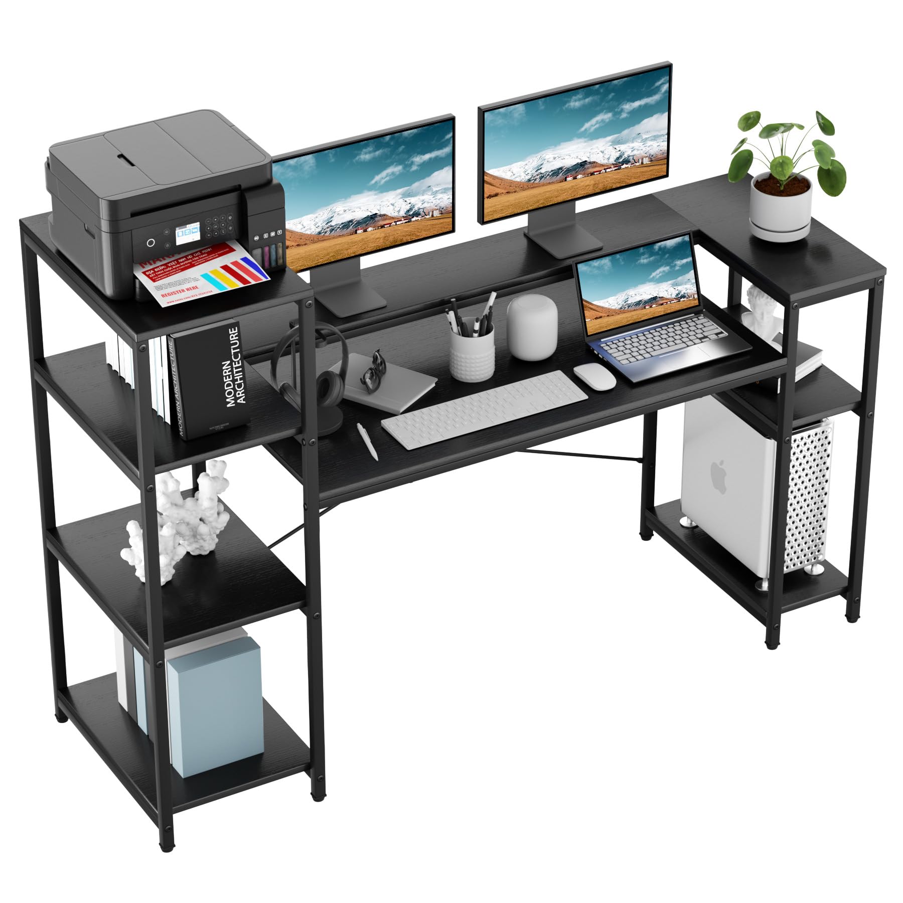 Mua Computer Desk with Storage Shelves, 63 Inches Large Industrial ...