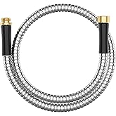 Short Metal Garden Hose 5 ft Connector, Stainless Steel Small Hose Extension Adapter for Hose Reel, Long, Flexible, Lightweight & Heavy Duty Water Pipe, No Kinking Outdoor Water Hose for Yard, 5 Feet