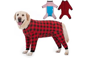 YEAPEETO Dog Recovery Suit Full-Zipper After Post-Surgery Large Medium Dogs, Dog Bodysuit for Prevent Licking& Chewing Wounds Onesies Cone Alternative (Red, 5X-Large)