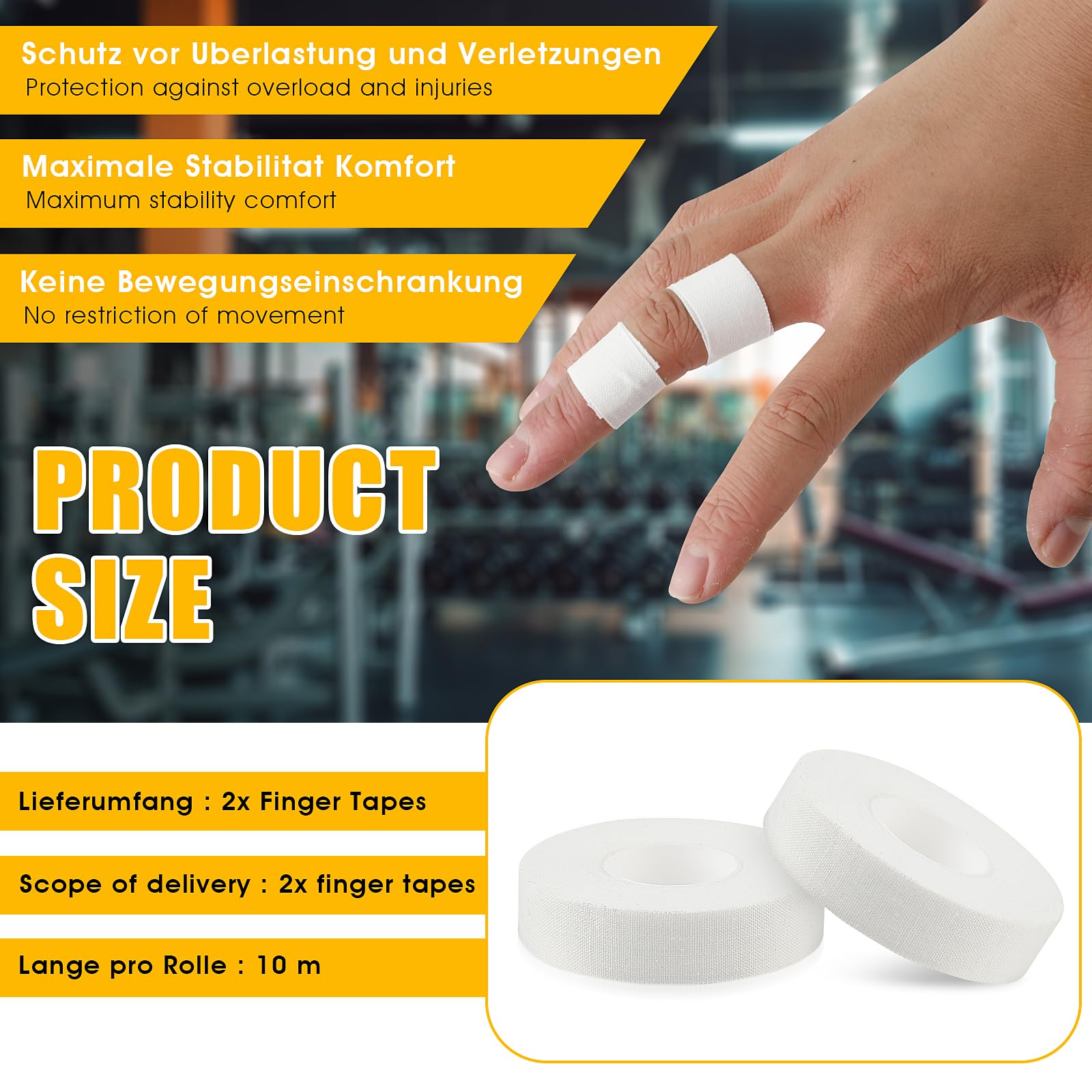 Finger Tape, White Extra Strong 0.6-Inch x 32-feet Athletic Tape for Fingers Feet Sweat Volleyball Finger Tape for Outdoor Sports Climbing Football (2)