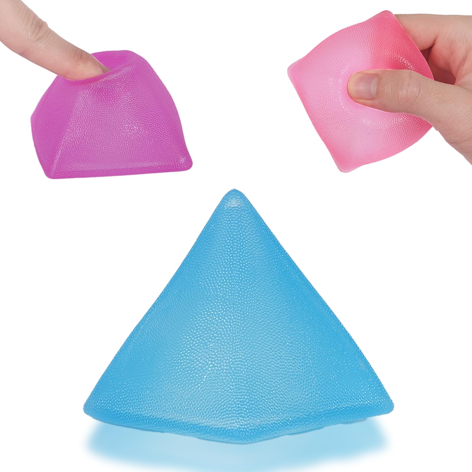 Jiezipeasy Triangle Bubble Squishy Toy 3-Colour Set – Soft TPR Stress Relief Squeeze Toy, Slow-Rising Sensory Fidget for Kids & Adults, Handheld Squishy for Everyday Relaxation (Blue Pink Purple)