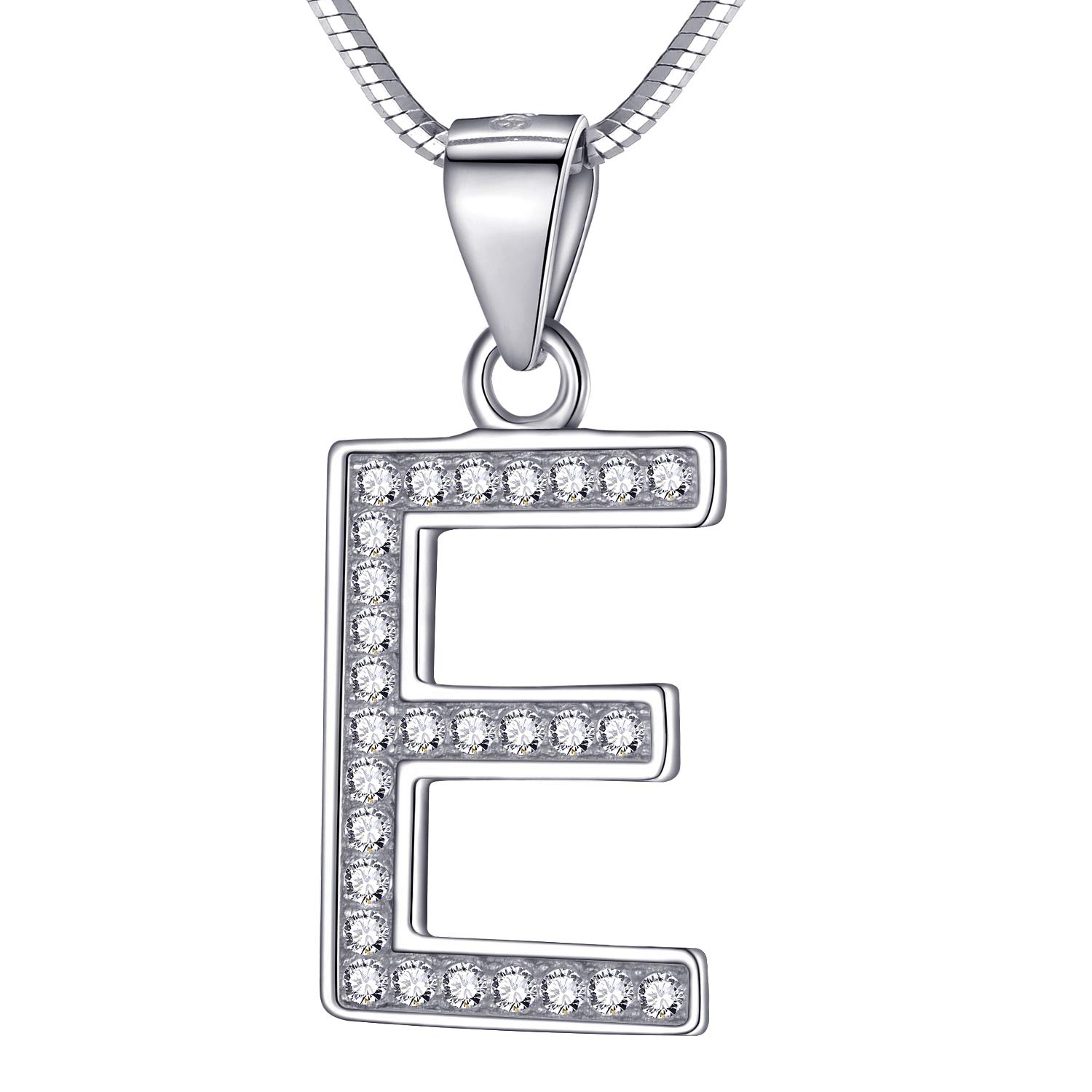Morella Women's Letter Necklace Necklace and Pendant Letter E - 925 Sterling Silver Rhodium Plated – 45 cm Long — image 1