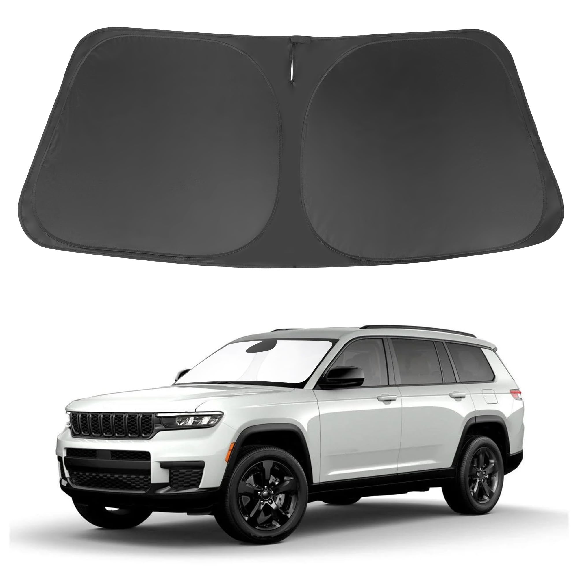 Photo 1 of Windshield Sun Shade Custom Fit 2021-2024 2025 Jeep Grand Cherokee L/Jeep Grand Cherokee SUV Accessories Front Window Sunshade Sun Visor Protector Blocks Rays