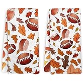 KFXHANGD Fall Leaf Football Kitchen Towels and Dishcloths Set of 2, Autumn Fall Leaves Decor Decorative Hand Tea Towels for Bathroom Kitchen, 1624 Inches