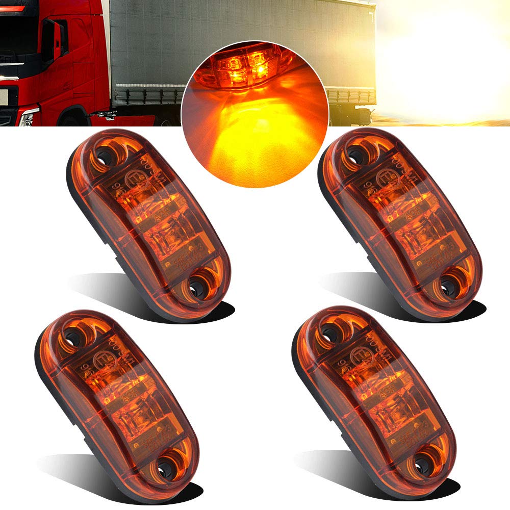 4pcs 12-24V Amber Side marker Lights Indicator of Position Lamp Front Rear Side Light 6000K Waterproof Universal for Car Trailer Truck Caravan Van Lorry Motorcycle