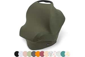 Simka Rose 6-in-1 Baby Car Seat Cover (Moss) - Multi-Functional Breathable Stretchy & Soft Canopy, Nursing, Shopping Cart, & High Chair Cover - Baby Travel Essentials