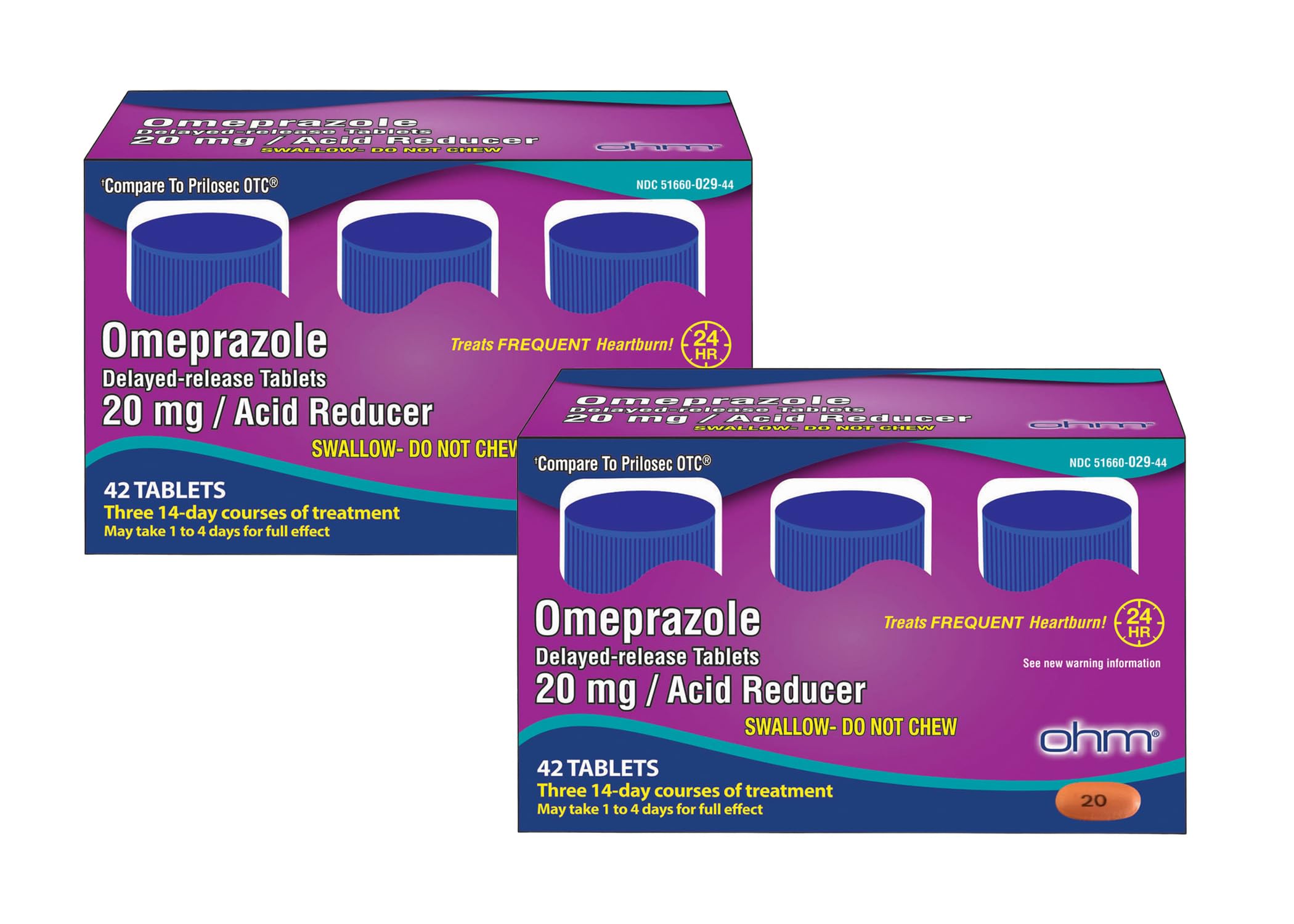Ohm Omeprazole Delayed-Release Tablets, 20mg Acid Reducer, Treats Frequent Heartburn (12 Weeks of Supply, 84, Count)