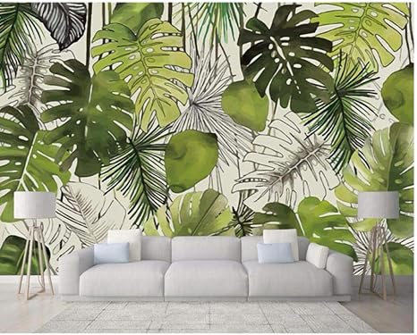 Amazon Wuyyii 3d壁紙カスタム壁紙北欧スタイルのファッション熱帯植物バナナの葉の壁の背景装飾絵画 400x280cm 壁紙
