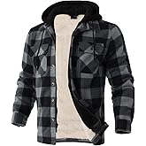 Heavy Thick Flannel Plaid Jacket Sherpa Fleece Lined Hoodies for Men Zip Up Winter Warm Coat Buffalo Zipper Sweatshirt
