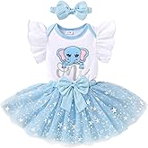 YOUNGER TREE Baby Girls 1st Birthday Outfit ONE Romper Tulle Tutu Skirt with Headband Sets Baby First Princess Dress