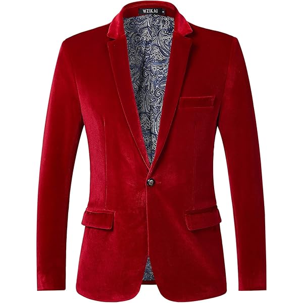 ANDFAMILY ／Velvet Sports Jacket COOFANDY Men Velour Blazer Slim-Fit Red Velvet Tuxedo Jacket