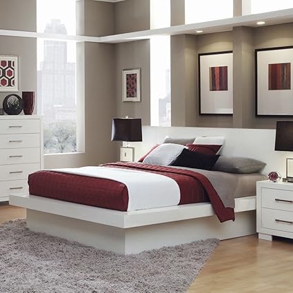 Coaster Home Furnishings Jessica California King Platform Bed With Rail Seating And Lights White Amazon In Home Kitchen White California King Platform Bed