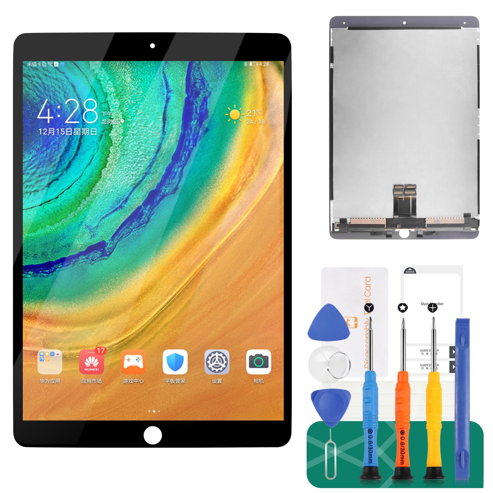 For iPad Pro 10.5 LCD Display Replacement 2017 A1701 A1709 Touch Screen Digitizer Glass Panel Full Assembly Repair Parts Kit (Black)