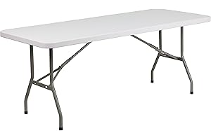Flash Furniture Elon 6' Rectangular All-Occasion Plastic Folding Event Table, Foldable Portable Banquet Table for Indoor/Outdoor Events, White