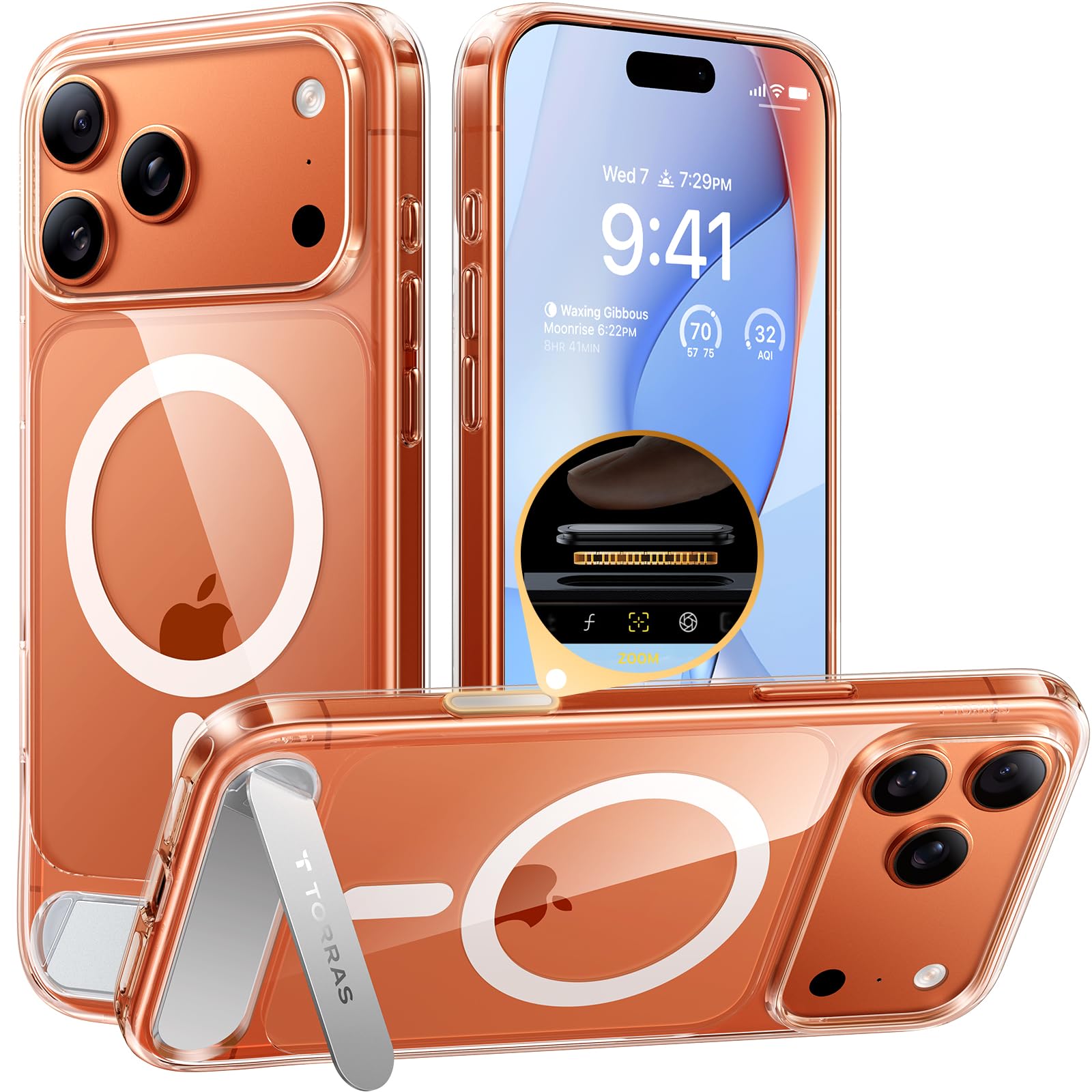Photo 1 of TORRAS Strong Magnetic & Seamless Stand for iPhone 17 Pro Max Case, Anti-Yellowing, Fit for MagSafe, Military Grade Drop Protection, Adjustable Kickstand Slim for iPhone 17 Pro Max Case Diamond Clear