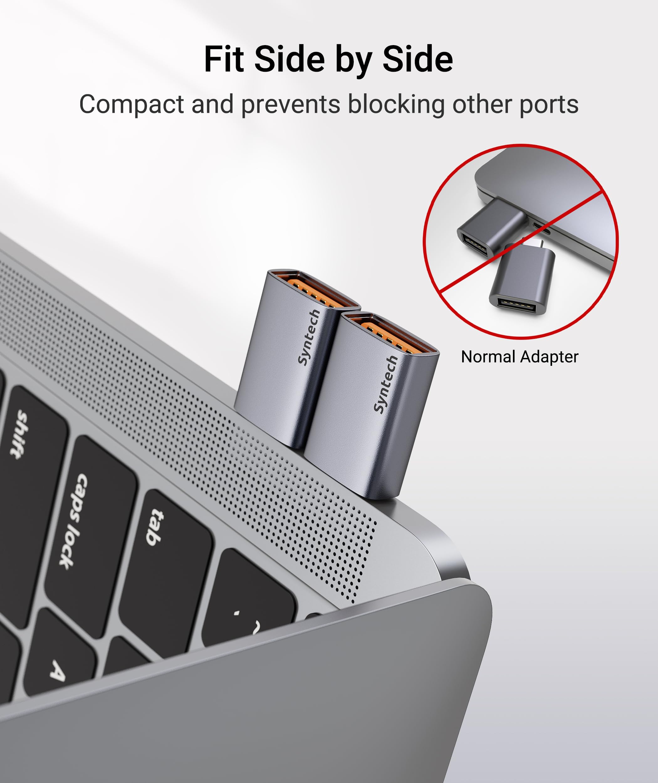 Syntech USB C to USB Adapter (2 Pack) & USB C to USB 3.2 Adapter (2 Pack) 10Gbps USB 3.2 Gen 2 Fit Side by Side
