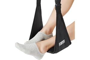 FOMYIN Airplane Footrest with No Feet Clashing Support Design, Portable Travel Foot Hammock to Relax Your Feet, Memory Foam Plane Foot Rest to Relieve Feet Soreness - Long Flights Essentials
