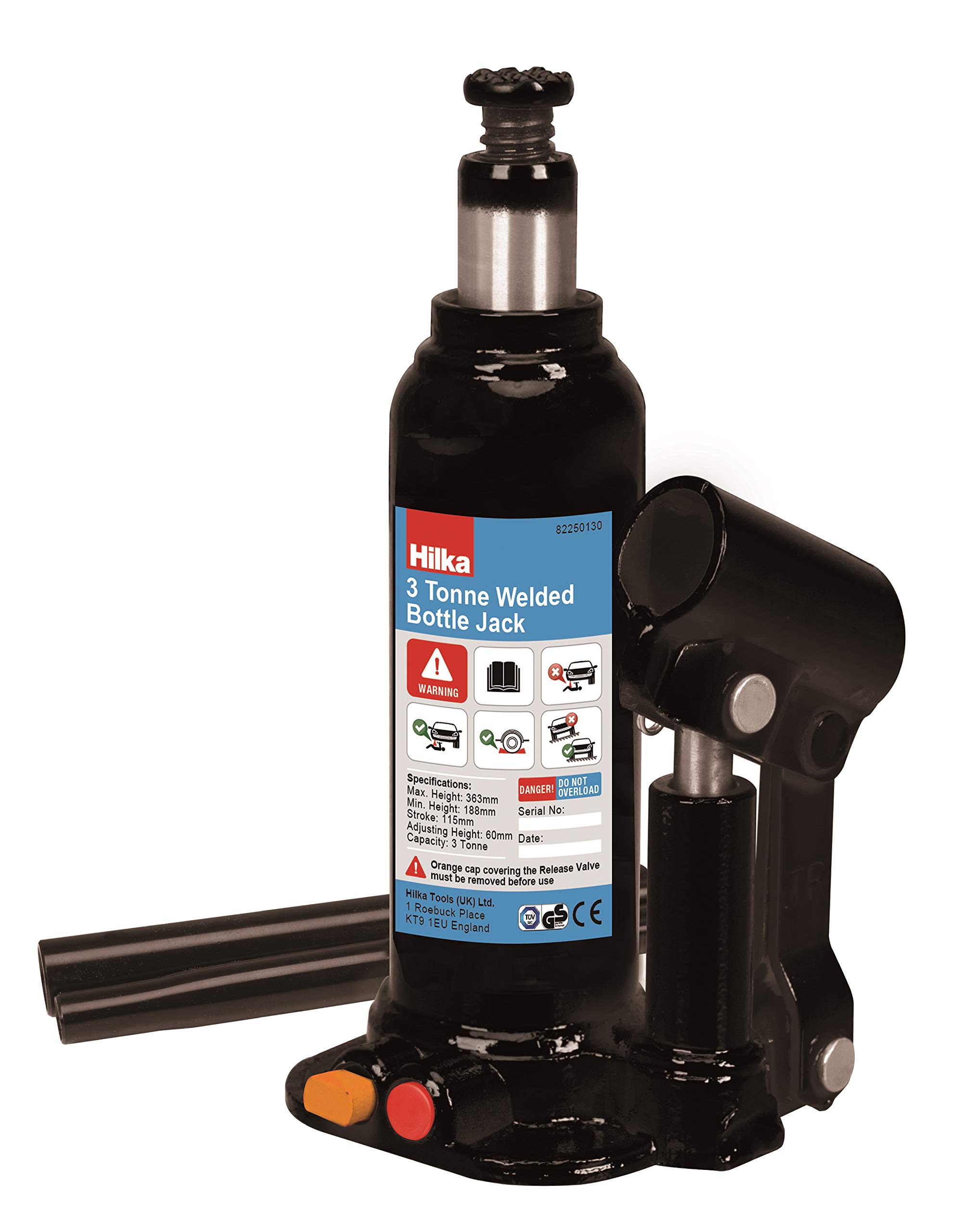 Hilka Tools 3 Tonne 188-363mm Welded Bottle Jack in Case, Silver