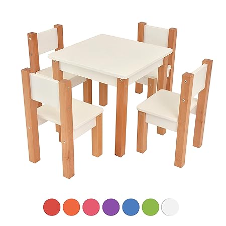 Kindertisch mit 4 stühle - 5 tlg. Set: Sitzgruppe für Kinder - aus