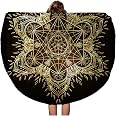 Semtomn Round Beach Towel – 60 Inches, Pentagram Design, Super Absorbent & Quick-Dry For Beach, Yoga, Picnics