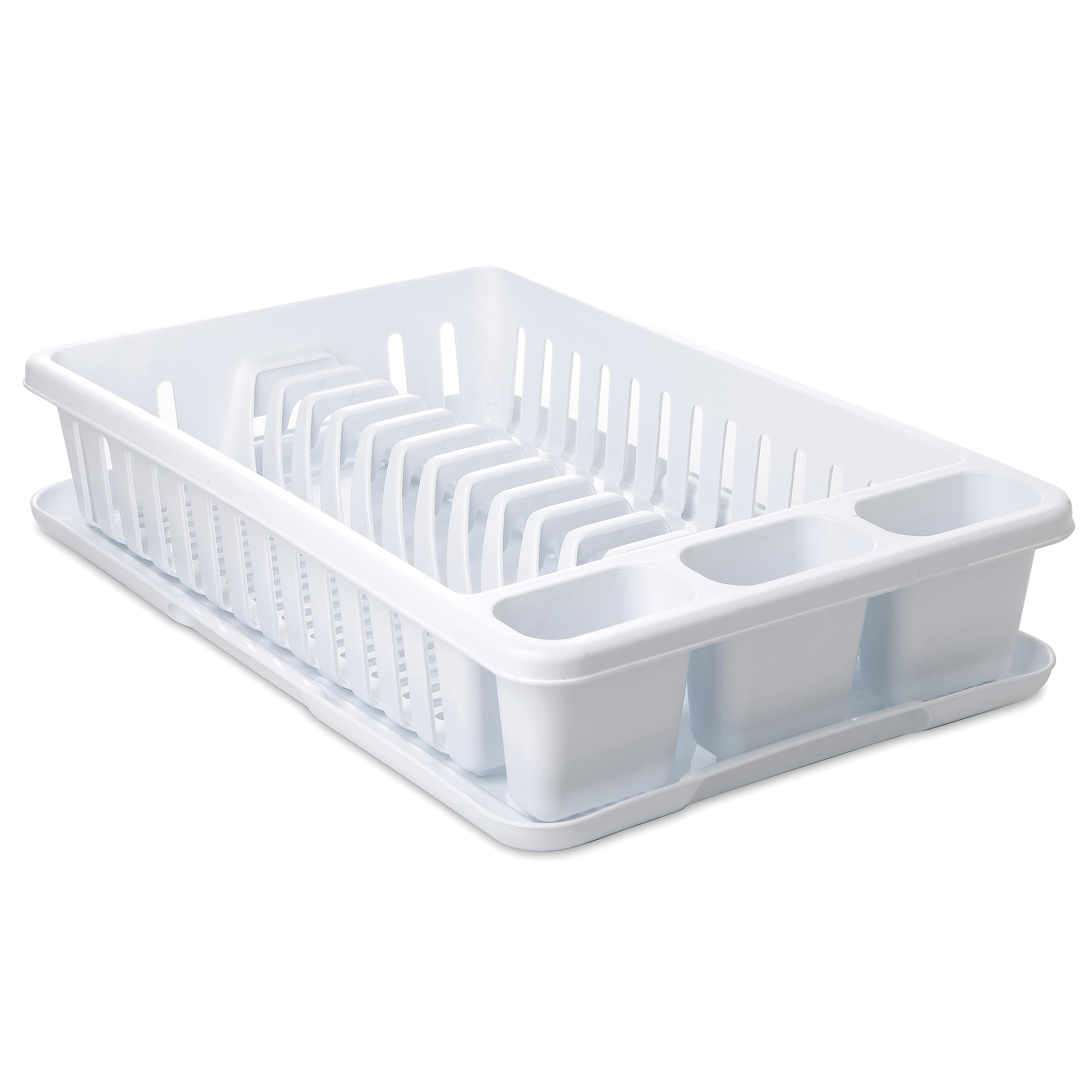 Tatay Dish Drying Rack with Tray, BPA-Free PP Dish Drying Rack with Compartment for Plates and Cutlery Measures 27 x 42 x 10