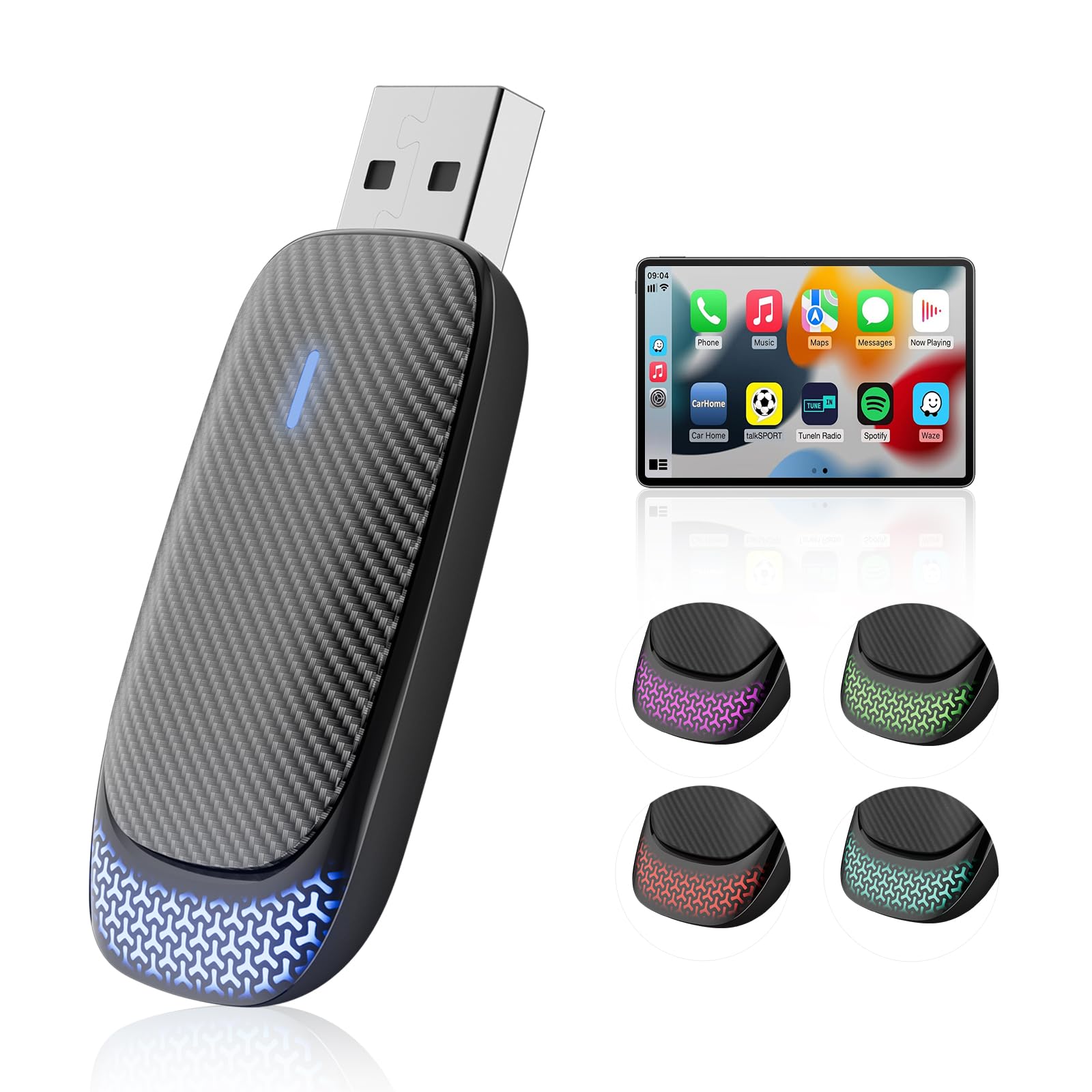 Photo 1 of FEisca Wireless Carplay Adapter for iPhone, Convert Wired to Apple Carplay Wireless Adapter, Mini Size with Bluetooth 5.30 WiFi 2.4/5.8 GHz, Plug and Play, Connection Stable No Delay