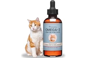 Omega 3 Fish Oil for Cats - Promotes Healthy Skin, Shiny Coat, & Strong Joints - No More Cat Dandruff - 4 oz with EPA & DHA 330 mg Omega-3's per 1 mL - Freshly Bailey