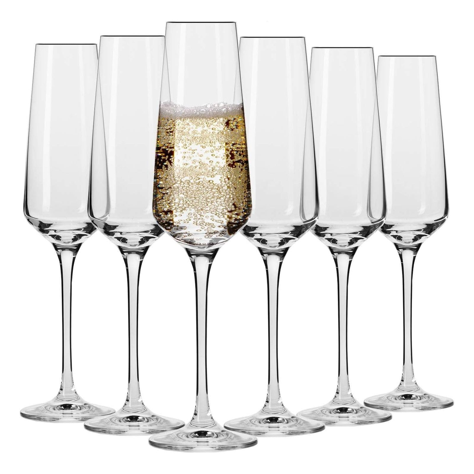 Krosno Champagne Flutes | Set of 6 | 180 ML | Avant-Garde Collection | Lead-Free Crystal Glass | Prosecco Glasses | for Home, Restaurants & Parties | Dishwasher Safe