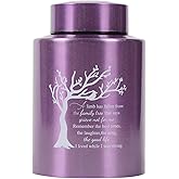 Medium Urns for Human Ashes Up to 60 Cubic Inches Medium Sized Urns for Ashes Adult Male Female Keepsake Cremation Urns for Ashes Stainless Steel (Tree of Life, Purple)