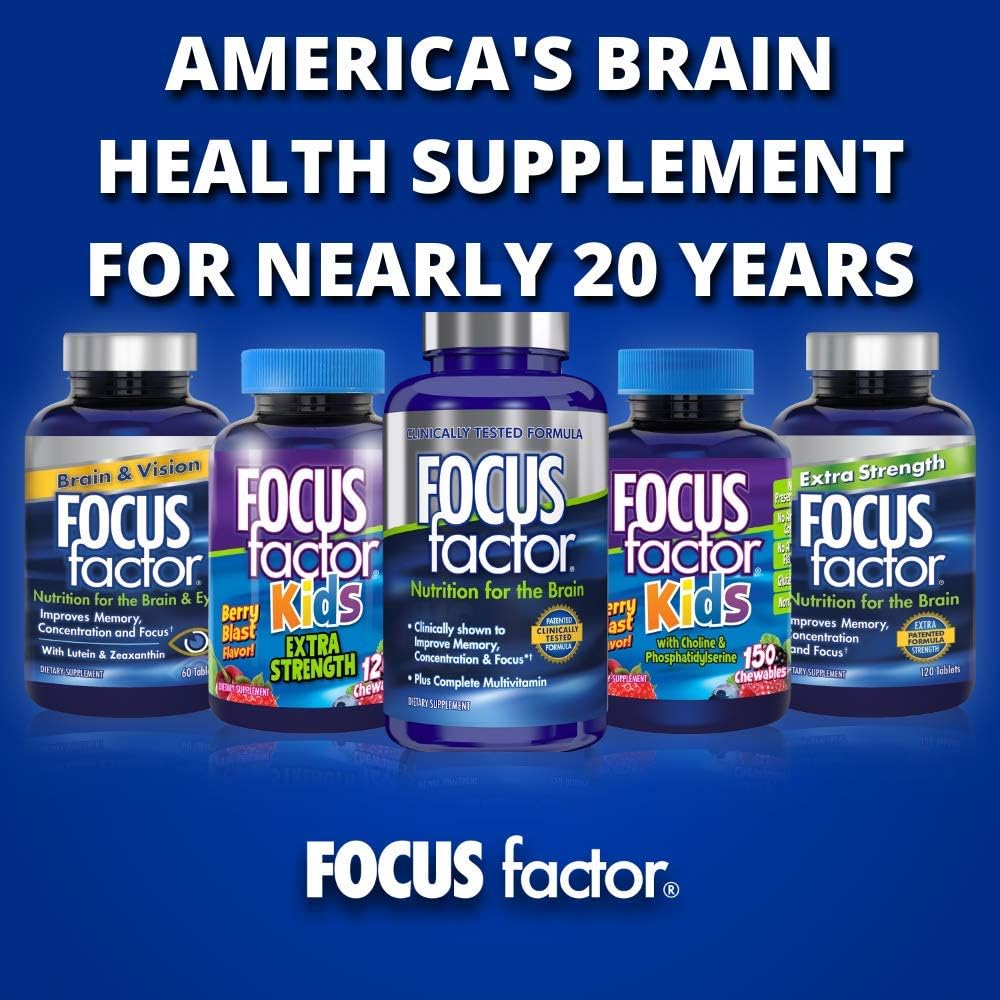 Focus Factor, Kids Extra Strength Daily Chewable for Brain Health Support, 120 Count: Health & Personal Care