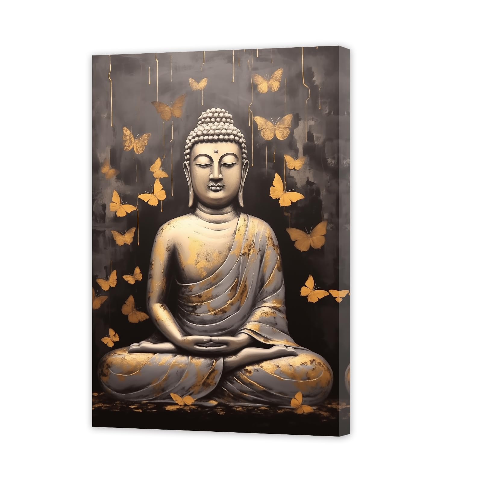 ZXHYWYM Buddha Canvas Wall Art Zen Pictures Buddha Statue Painting Spa Meditation Spiritual Artwork Print for Yoga Room Bathroom Wall Decor Framed (A, (30.00 x 45.00 cms))