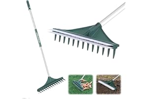 ORIENTOOLS Artificial Turf Rake, 59" 2 in 1 Rake with Upgrade Brush Bristles, Dual Purpose rake with Foldable Steel Handle for Lawns Carpet Loosening Soil Gathering Lawn Farming Land Management